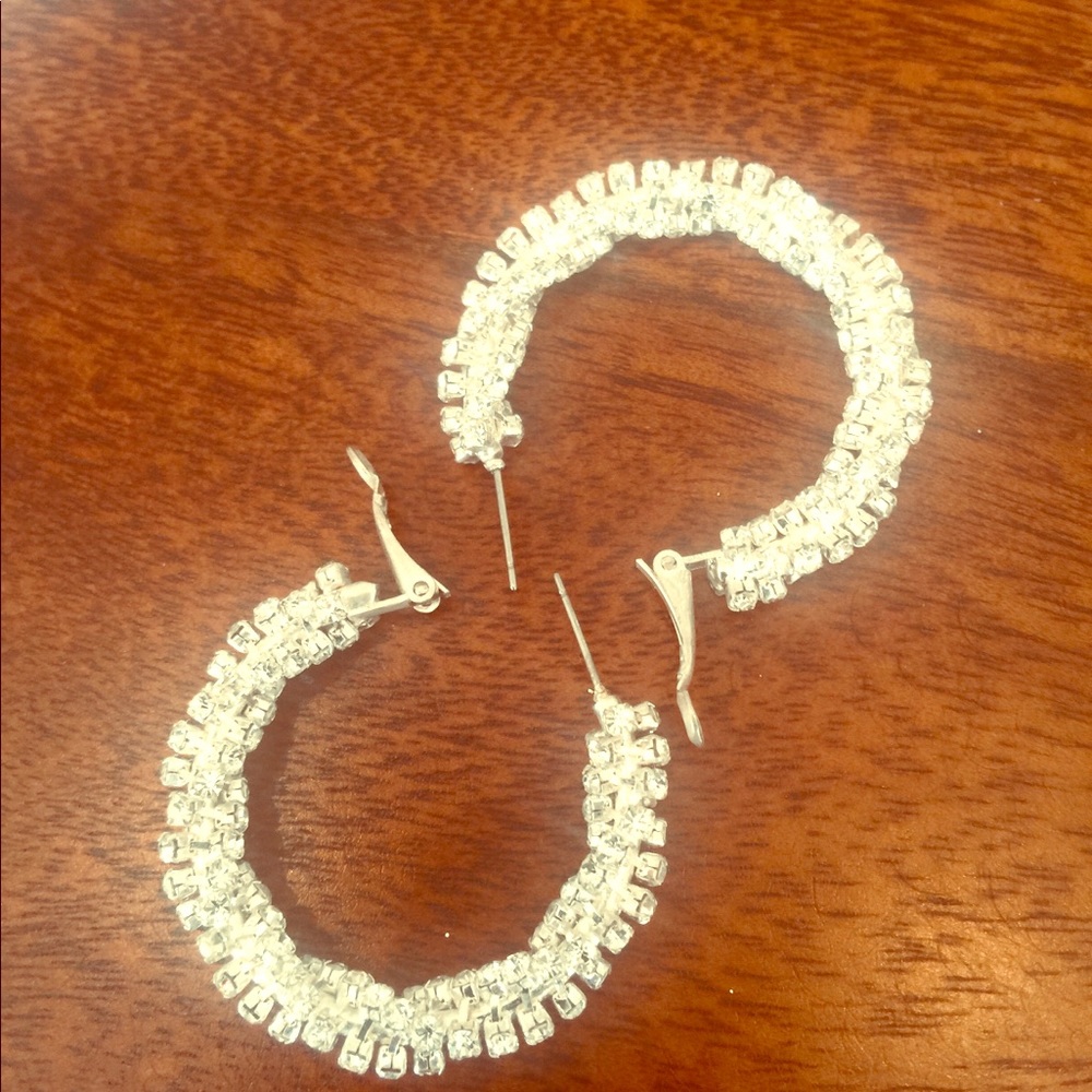 Glamorous Vintage Rhinestone Hoop Earrings